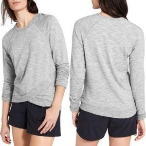 Athleta Criss Cross Sweatshirt Marled light Grey Heather size Medium
